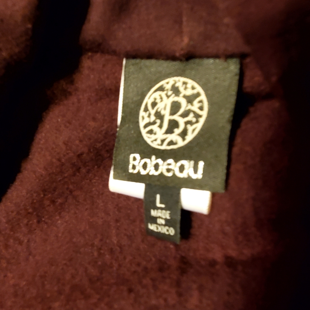 Bobeau Wrap Fleece Burgundy Cardigan L - Picture 3 of 5